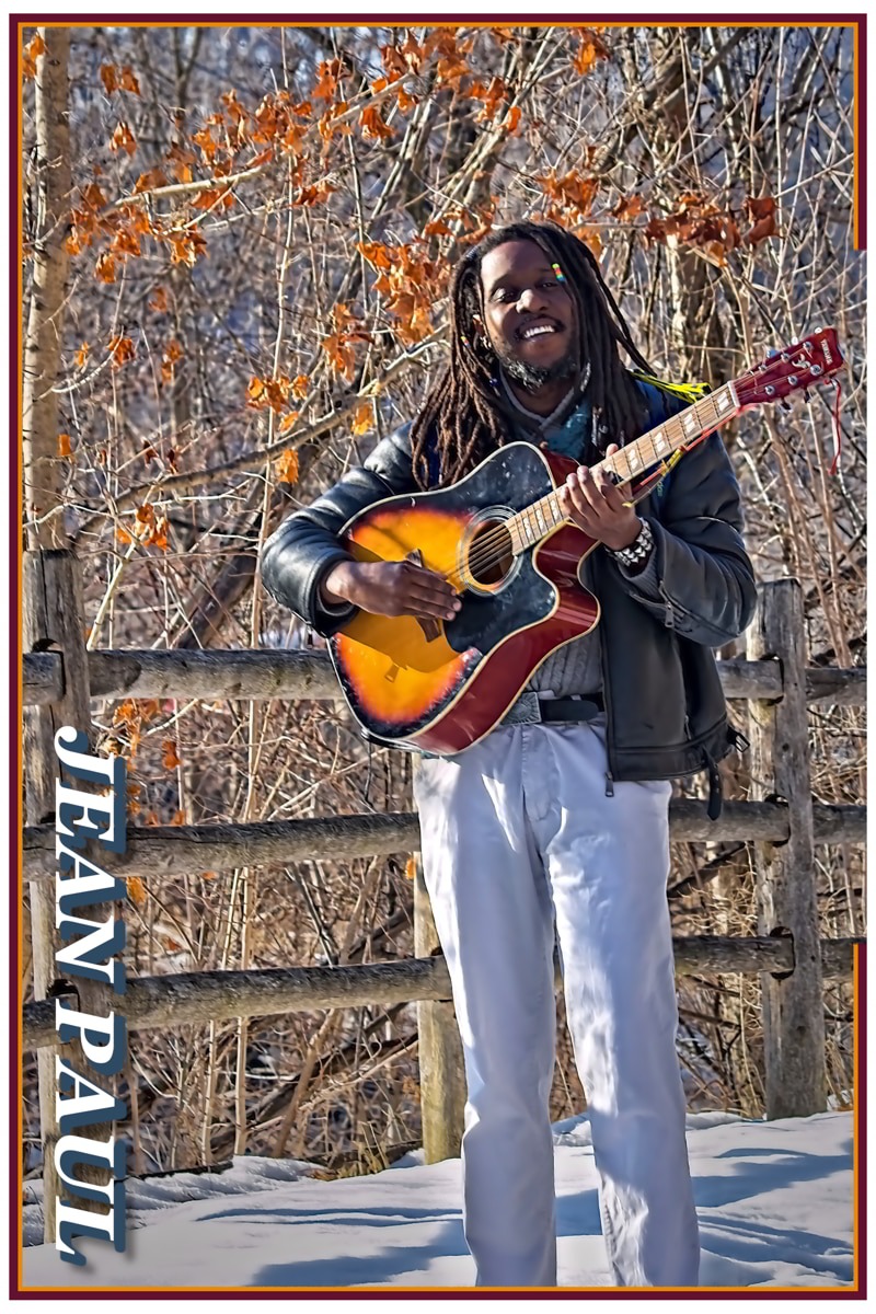 Met Jean Paul for the first time, by this tree with dried leafs of the colours of his guitar!